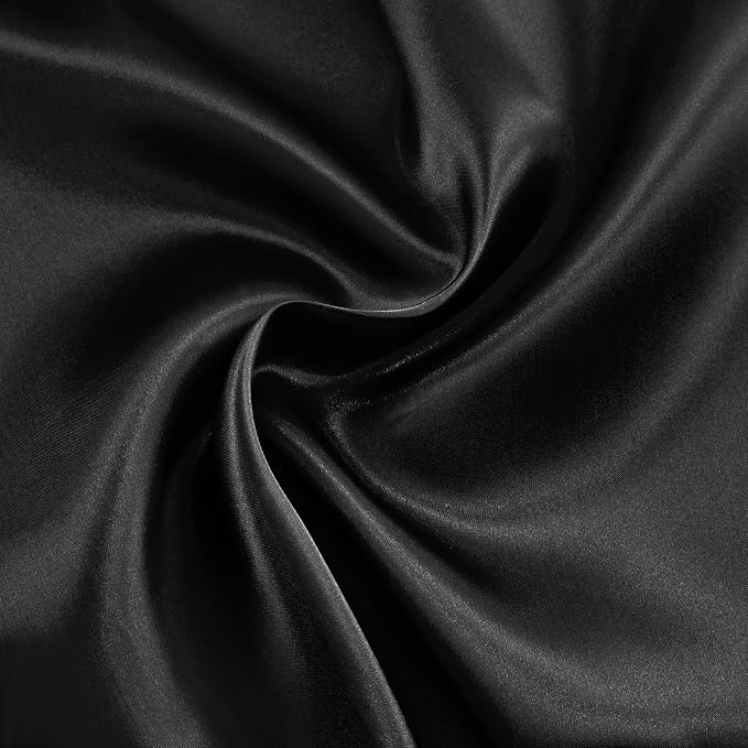 RUDONG M Black Satin Fabric by The Yard, 5 Yard x 60 Inch Wide Silky Charmeuse by RUDONG+M