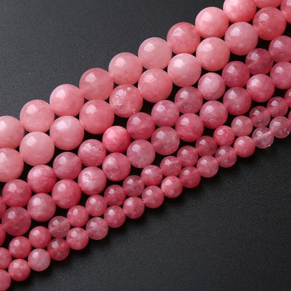 45pcs 8mm Natural Rose Pink Chalcedony Stone Round Loose Beads - Image 2