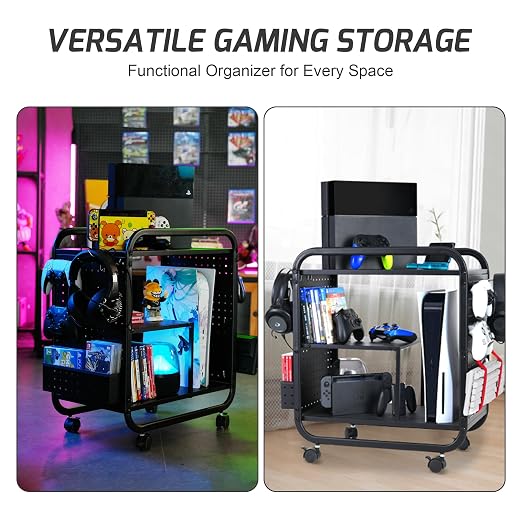 PLKOW Video Game Organizer, Rolling Video Game Storage Rack - Image 8