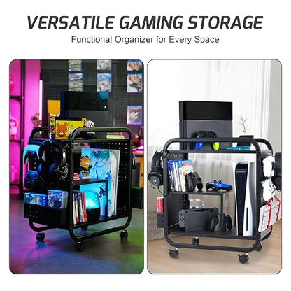 PLKOW Video Game Organizer, Rolling Video Game Storage Rack - Image 8