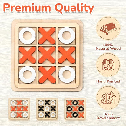 Libima 12 Pcs Wooden Tic Tac Toe Game Mini Family Board Games Classical Puzzle - Image 2