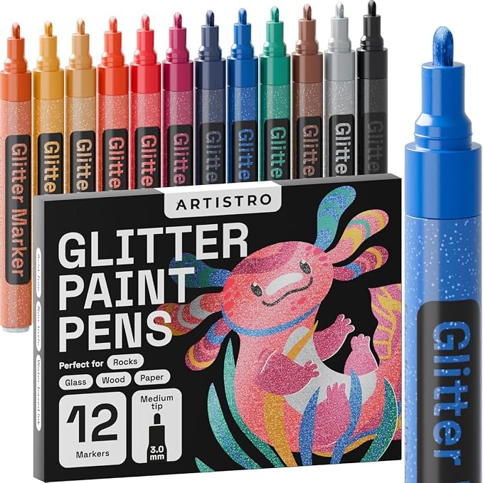 ARTISTRO 12 Glitter Paint Pens Sparkly and Shiny by ARTISTRO