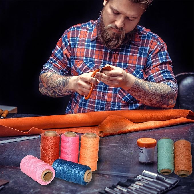 12 Colored Round Waxed Thread 0.8mm, 35 Yards per Spool, 3 Ply Polyester Wax - Image 9