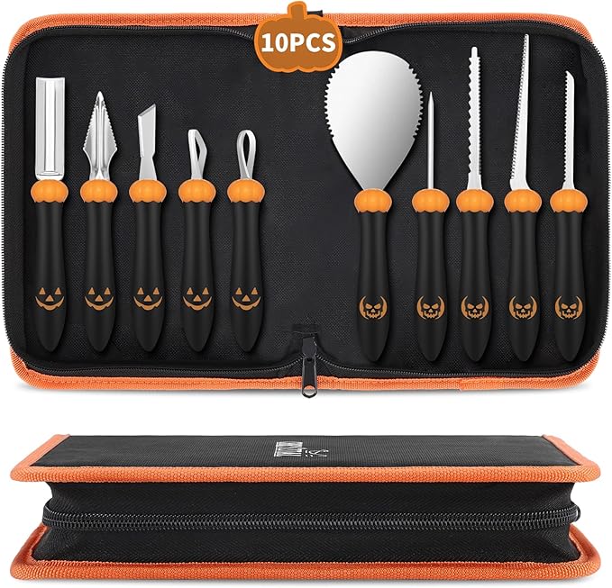 Pumpkin Carving Kit Tools Halloween, Professional Heavy Duty Carving Set by CHRYZTAL