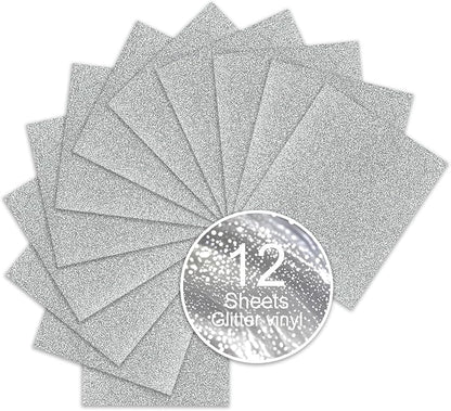 Silver Glitter Heat Transfer Vinyl, Washable Glitter HTV, Compatible by Unknown