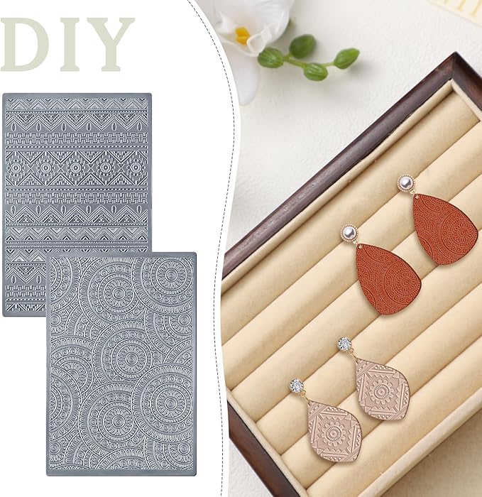 12 Pcs Polymer Clay Texture Sheets Mat Works - Image 4