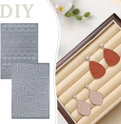 12 Pcs Polymer Clay Texture Sheets Mat Works - Image 4
