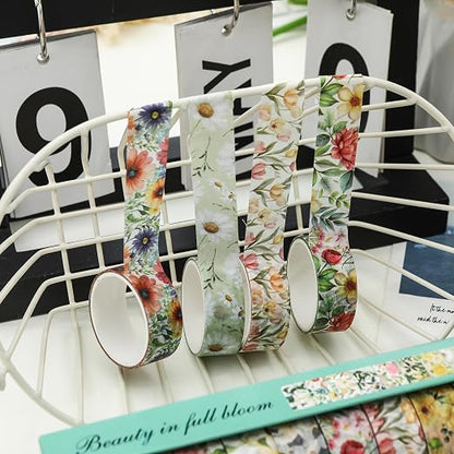 10 Rolls Blooming Flowers Washi Tape Set Floral Arts Adhesive Tapes Colorful - Image 5