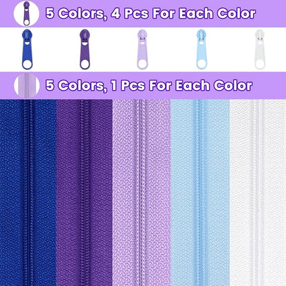 DOITEM 15.3 Yards/ 14 m 5 Pieces Assorted Colors #3 Nylon Coil Zippers - Image 2