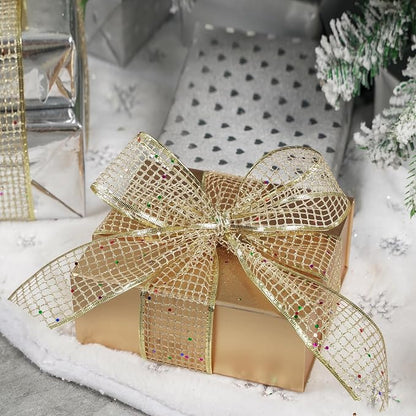 MEEDEE Champagne Gold Glitter Ribbon - Image 5