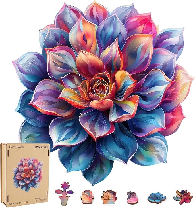 Wooden Puzzles for Adult 500 Piece, Flower Succulent Puzzle for Girls and Women by Reouintywoodenpuzzle