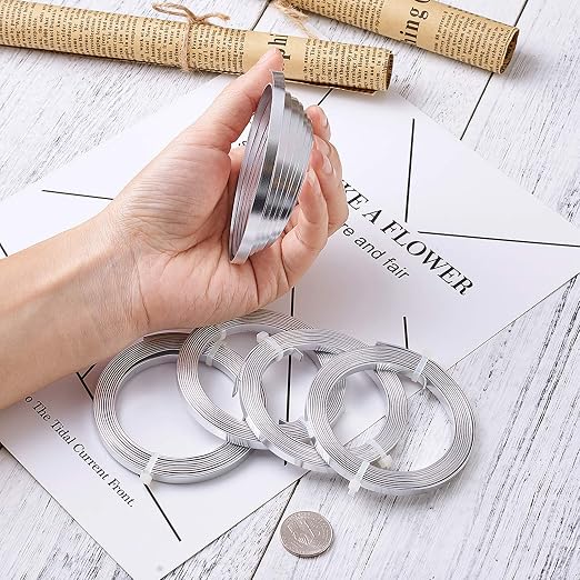 Fashewelry 5mm Aluminum Flat Bendable Craft Wire Silver 32.8Ft Nose Wire - Image 6
