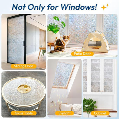 rabbitgoo Rainbow Window Privacy Film Decorative Stained Glass Diamond Pattern - Image 9