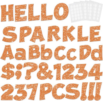 237 Pcs Glitter Bulletin Board Letters, Numbers and Punctuation, Poster Board by xiheer