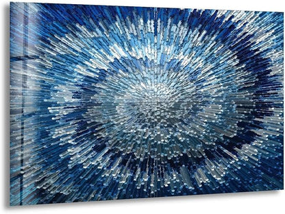 My Photostation.com Round 24'' Abstract Blue Textured Glass Wall ArtTempered by MyPhotostation