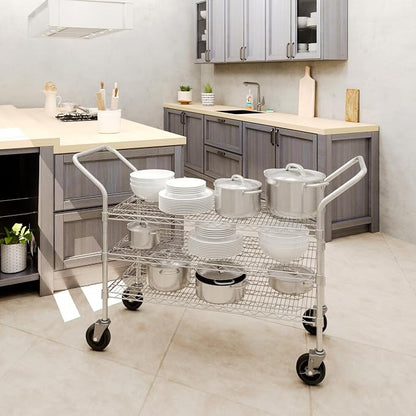 18" W x 42" L x 36" H Chrome Heavy Duty Utility Cart | 3-Tier | NSF Commercial - Image 3