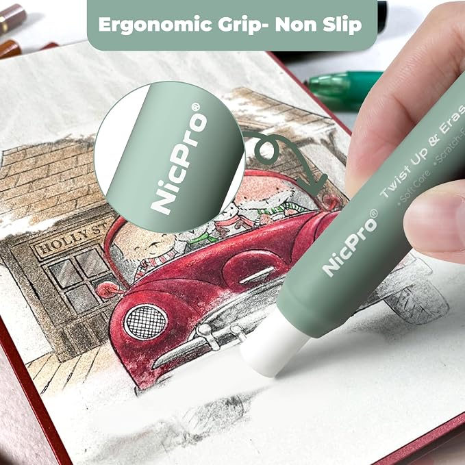 Nicpro 6 Pack Rotary Retractable Erasers Pen Style, Aesthetic Pastel Twist - Image 4