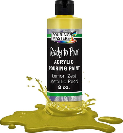 Pouring Masters Lemon Zest Metallic Pearl Ready to Pour Acrylic Pouring Paint by USArtSupply