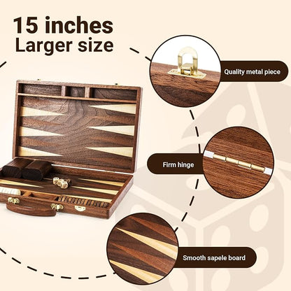 ropoda Sapele Wood Backgammon Board Game Set - Image 5