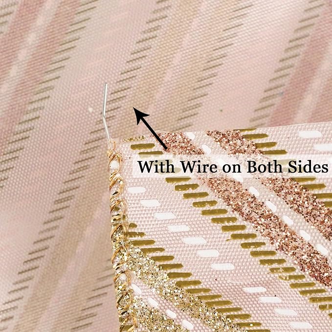 MEEDEE Pink Diagonal Striped Ribbon 2.5 Inch Blue Satin - Image 3
