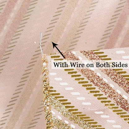 MEEDEE Pink Diagonal Striped Ribbon 2.5 Inch Blue Satin - Image 3