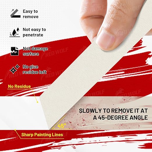 RED WOLF 3 Pack Masking Tape 0.7" x 60 Yards, General Purpose - Image 2