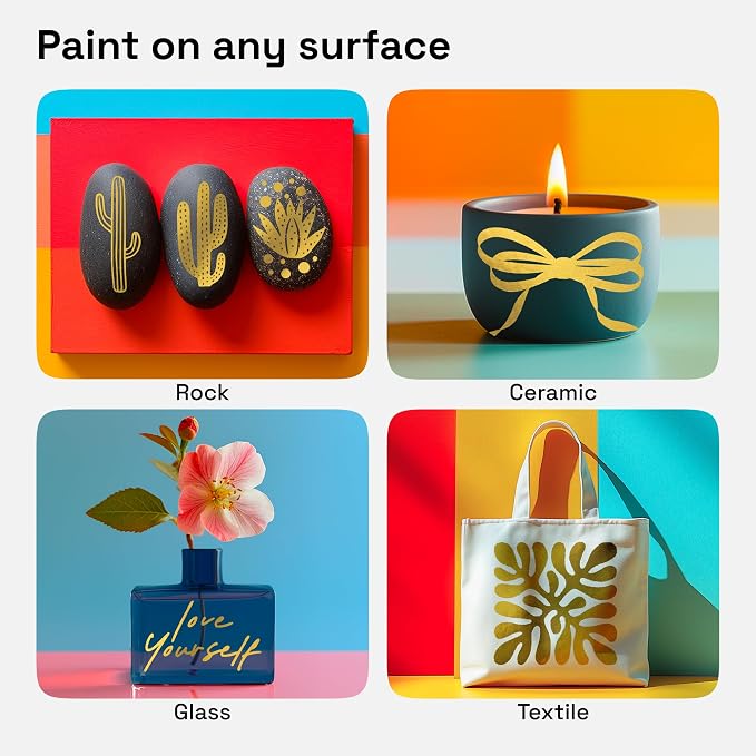 ARTISTRO 5 Gold Dual Tip Brush + Fine Acrylic Paint Markers - Image 2