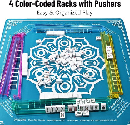 American Mahjong Tile Set – 166 White Tiles, 4 All-in-One Color Racks - Image 3