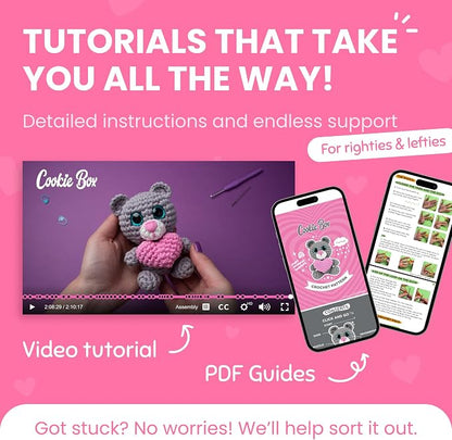 Cookie Box Crochet Kit for Beginners – Gift Set to Make Bear Ted Amigurumi - Image 3