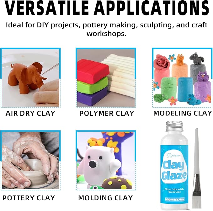 CALPALMY 100ml Gloss Air Dry Clay Glaze - Image 5