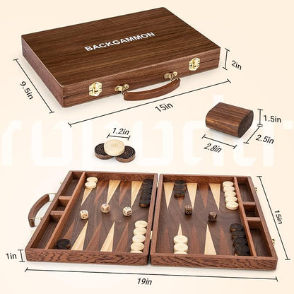 ropoda Sapele Wood Backgammon Board Game Set - Image 4