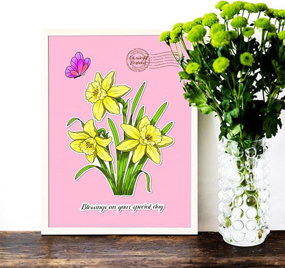 ORIGACH Realistic Daffodil Flower Stamps and Dies and Layering Coloring Stencil - Image 4