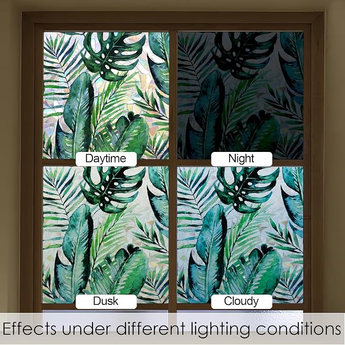 DKTIE Nature Pattern Rainbow Window Film Decorative Stained Glass Window Film - Image 9