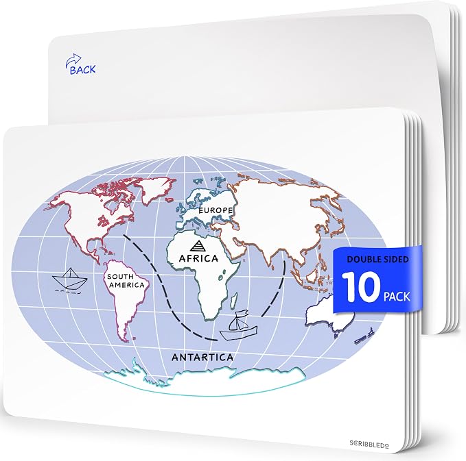 SCRIBBLEDO Continent Practice Sheets 9”x12” Map of The Seven Continents Dry by Scribbledo
