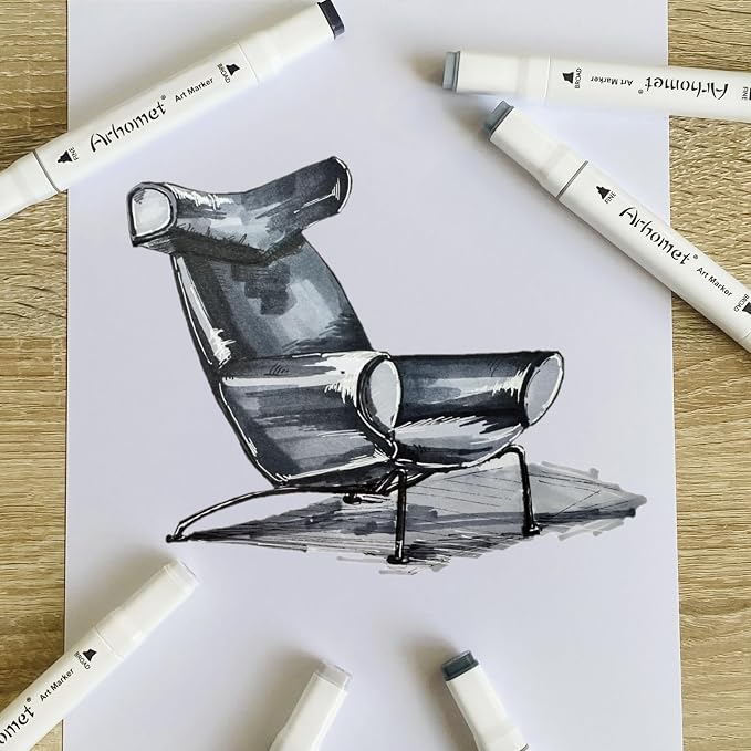 6pcs Grey Gray Alcohol Markers Set - Image 6