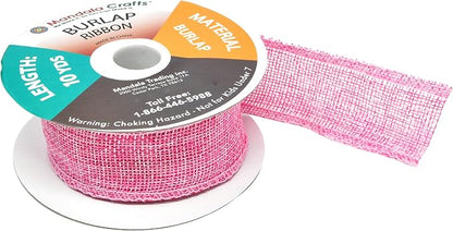 Mandala Crafts Pink Burlap Ribbon 1.5 Inches Wide Jute Ribbons - Image 4
