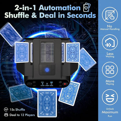 Automatic Card Shuffler and Dealer Machine 360° Rotation, Supports 12 Players - Image 2