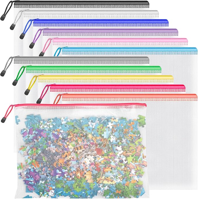 Umriox Mesh Zipper Pouch Puzzle Bags, 13.0x9.0 in, Letter Size A4 Size Zipper by UMRIOX