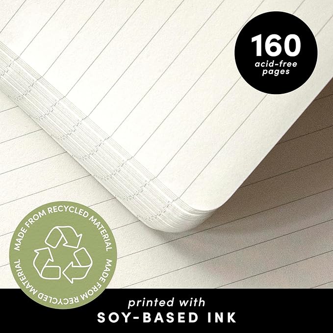 PAPERAGE Recycled Lined Journal Notebook, 160 Pages, Medium 5.6 in x 8 in - Image 4