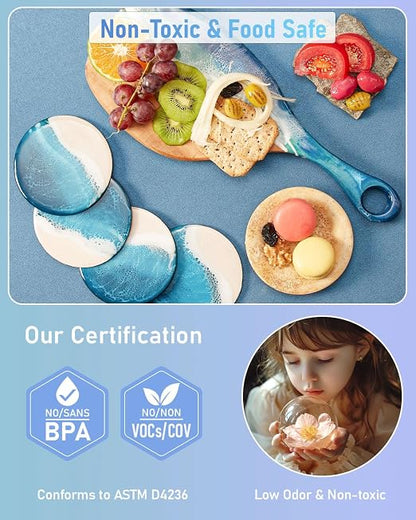 80 Oz Epoxy Resin Kit with 16 Colors Mica Powder, Cups & Stick, Crystal Clear - Image 5