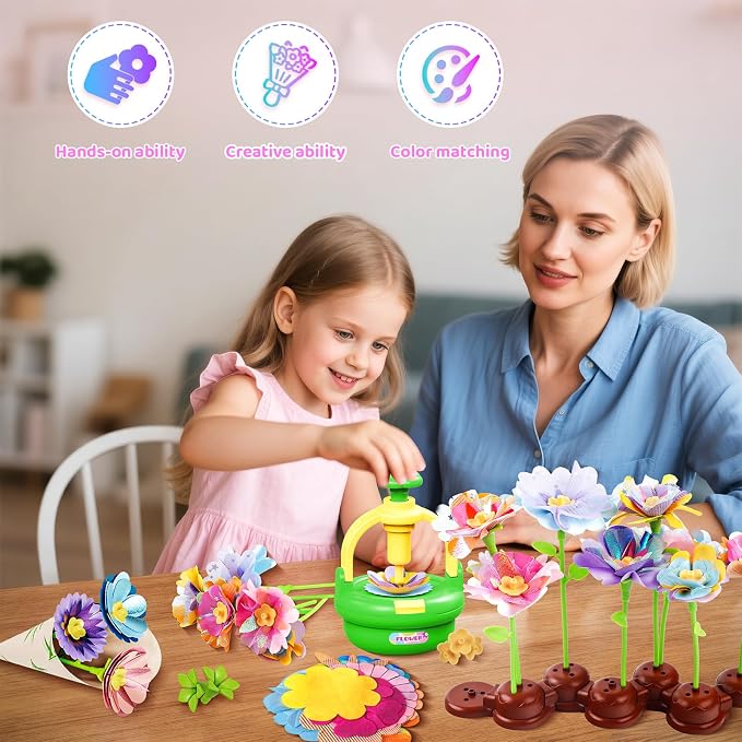 Plunack Flower Bouquets Toys for Kids Age 4-8, Flower Press Kit DIY Flowers - Image 2