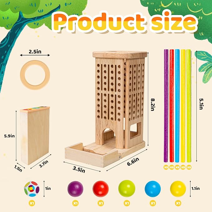 Montessori Wooden Board Games for Kids 3-8 Years, 3 in 1 of Playing, Math - Image 2