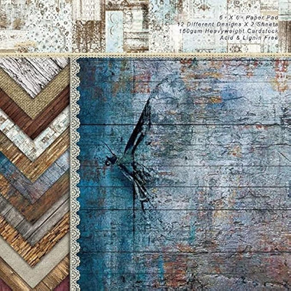 DESEACO Scrapbook Paper Pad 6x6 Wood Background Paper, Single-Sided Decopodge by SXUSALLC