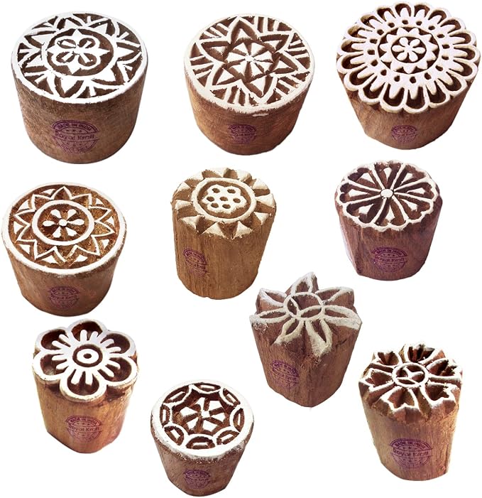 Henna Print Stamps Classy Small Round Shape Wooden Blocks Htag2155 by RoyalKraft