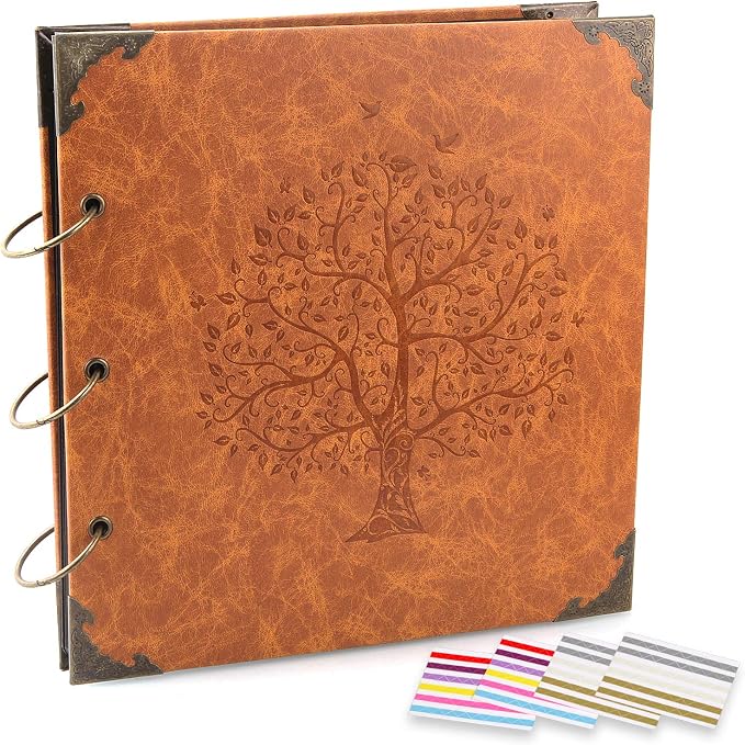 Photo Album DIY Scrapbook 10x10 inch 50 Pages Double Sided, Vintage Leather by ADVcer
