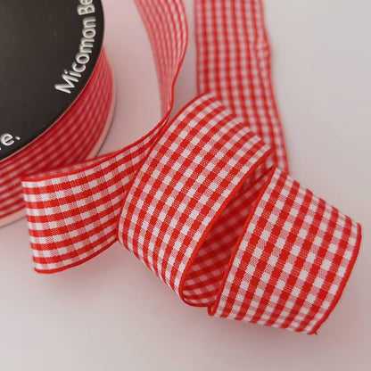 1 Inch Red and White Woven Edge Gingham Ribbon 25 Yards Each Roll 100% Polyester - Image 6