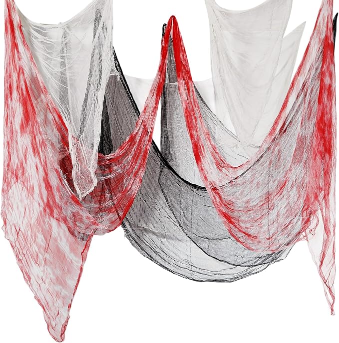 Boao Halloween Cheese cloth 85 x 197 Inch White Black and Bloody Cheesecloth by Boao