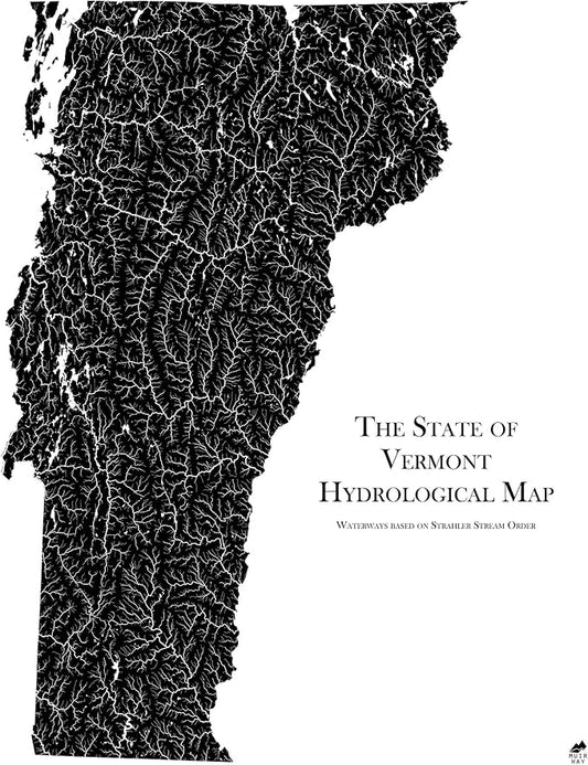 Muir Way Hydrological River Map of Vermont by MuirWay