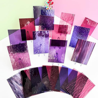 24 Sheets Shades of Purple Stained Glass Sheets, 6 X 4 inches Stained Glass - Image 4