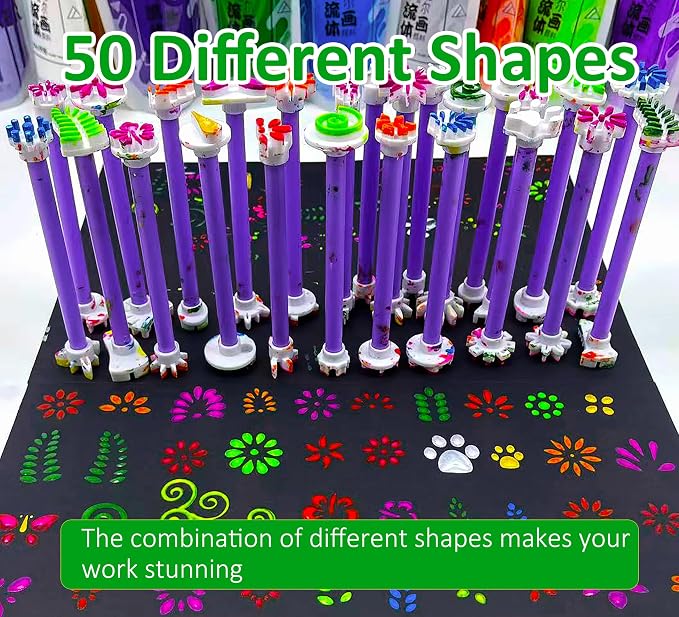 GEOCCI Flower Petal Tools for Dot Painting，50 Petal Shapes Dotting Tool，Mandala - Image 3